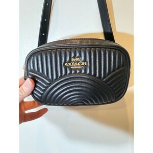 Coach Black Quilted Leather Belt Bag Fanny Pack Gold Hardware 72687